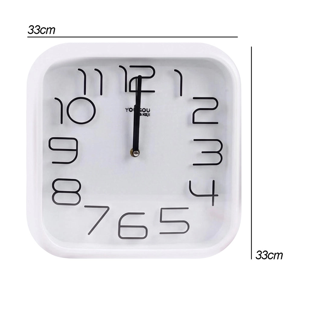 Orologio da Parete Quadrato con Meccanismo Silenzioso 33x33cm Bianco Avizar
