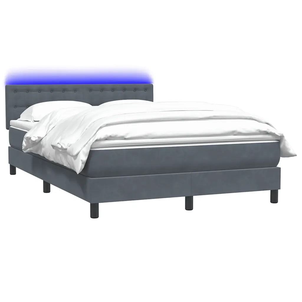 Letto a Molle con Materasso e LED Grigio Scuro 160x210 cm Velluto 3317272