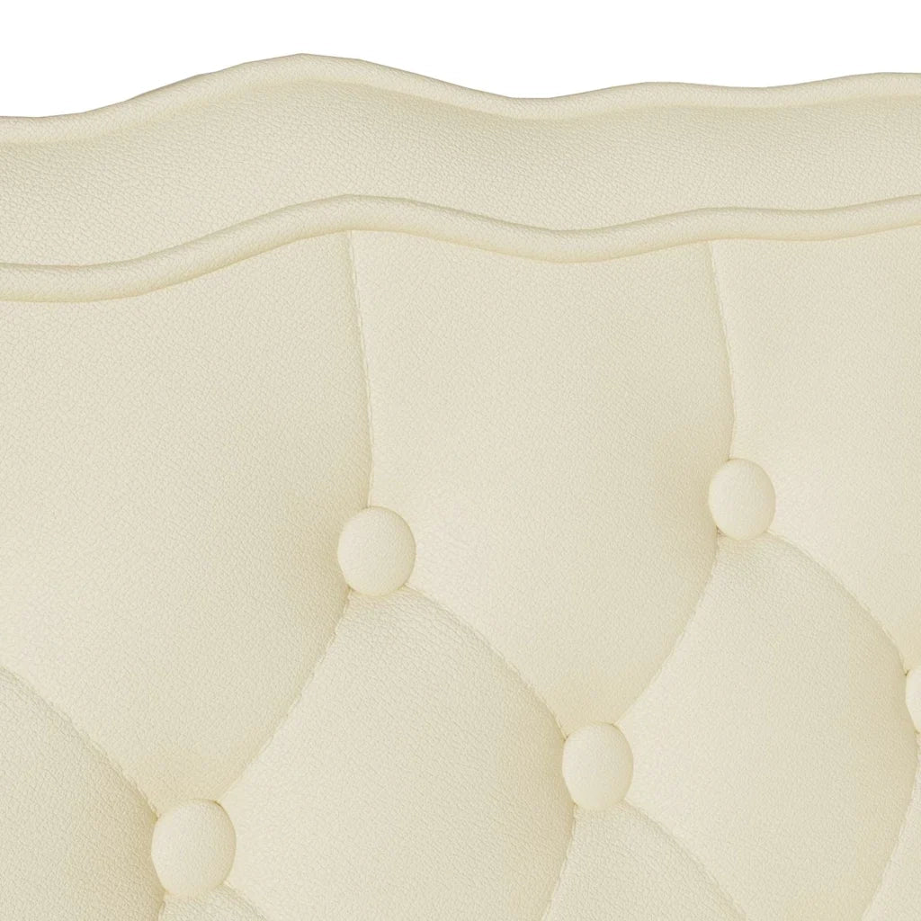 Panca Chesterfield-Sgabello-Divano Crema 119,5 x 64,5 x 75 cm Pelle Sintetica