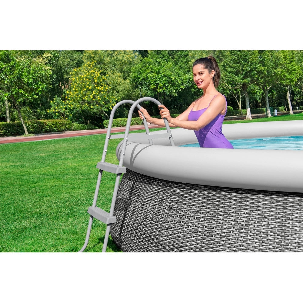 Trade Shop - Scala Da Piscina Fuori Terra 84cm Scaletta Sicurezza 2 Gradini Plastica Resistente 58430 -