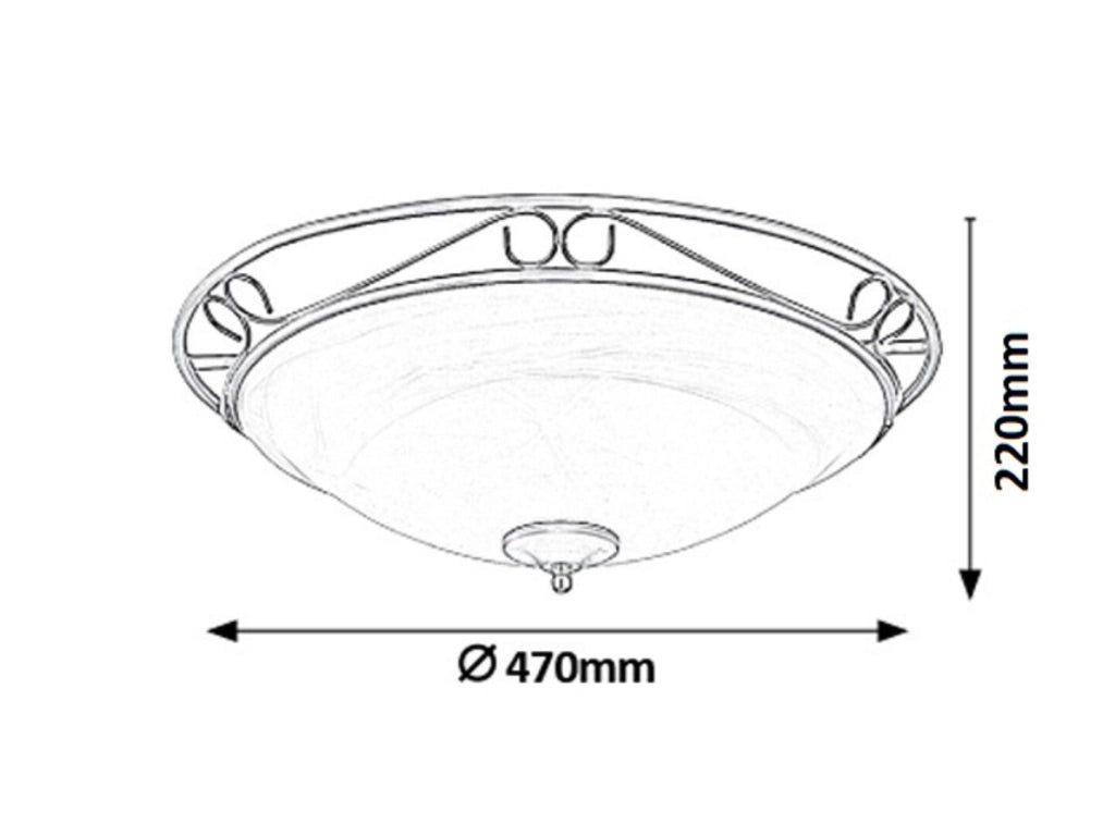 Plafoniera Rabalux Athen 3723 47cm 3xE27 nera vetro