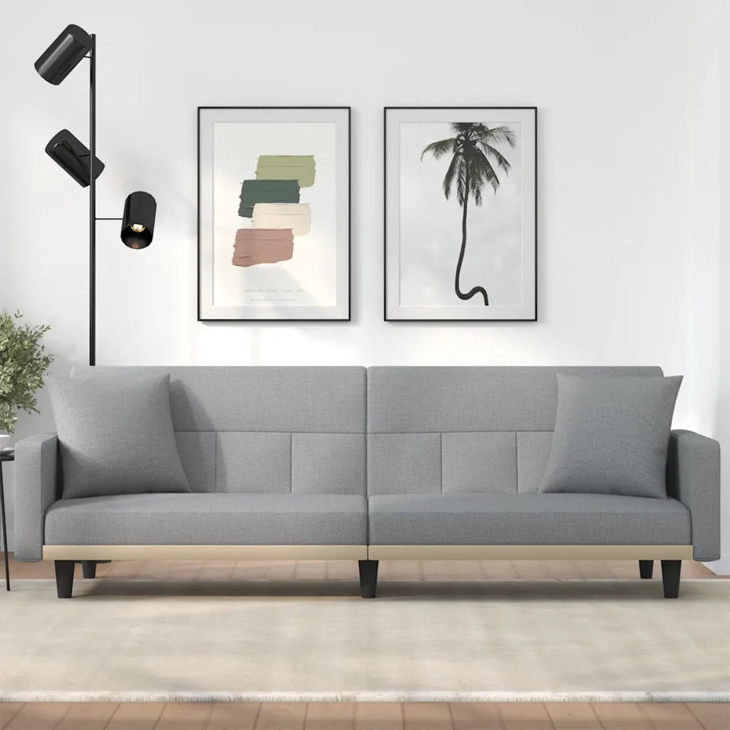 Divano letto | Sof¨¤ letto | Letto singolo con Cuscini Grigio Chiaro in Tessuto