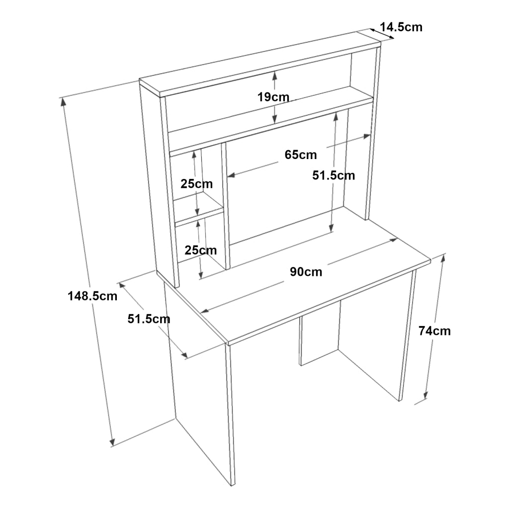 Scrivania Tópisa con Scaffale e Piano 90 x 52 cm - Effetto Rovere / Bianco [en.casa]