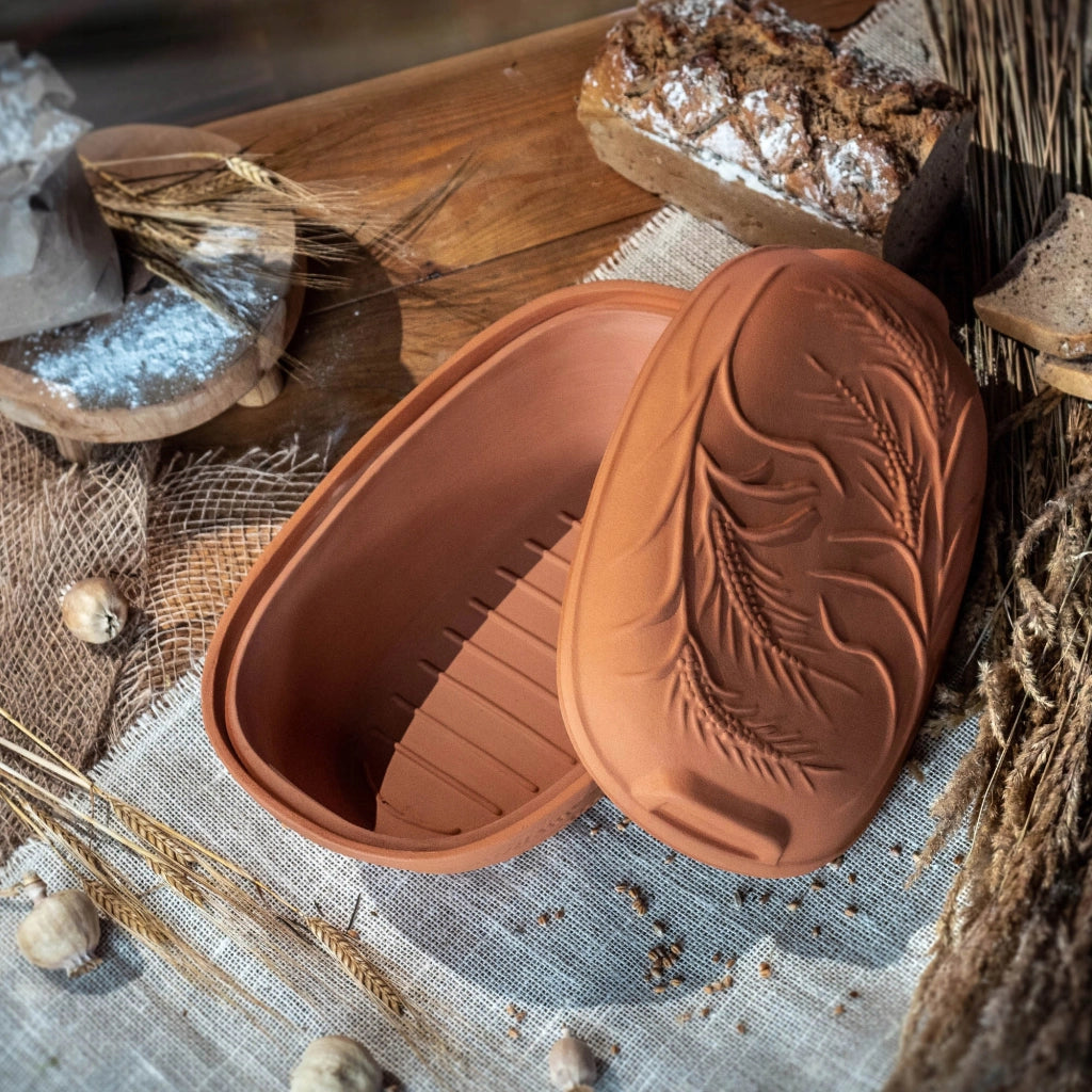 Vaso in terracotta KADAX Roman Clay Pot 4.5L, forma ovale grande con coperchio.
