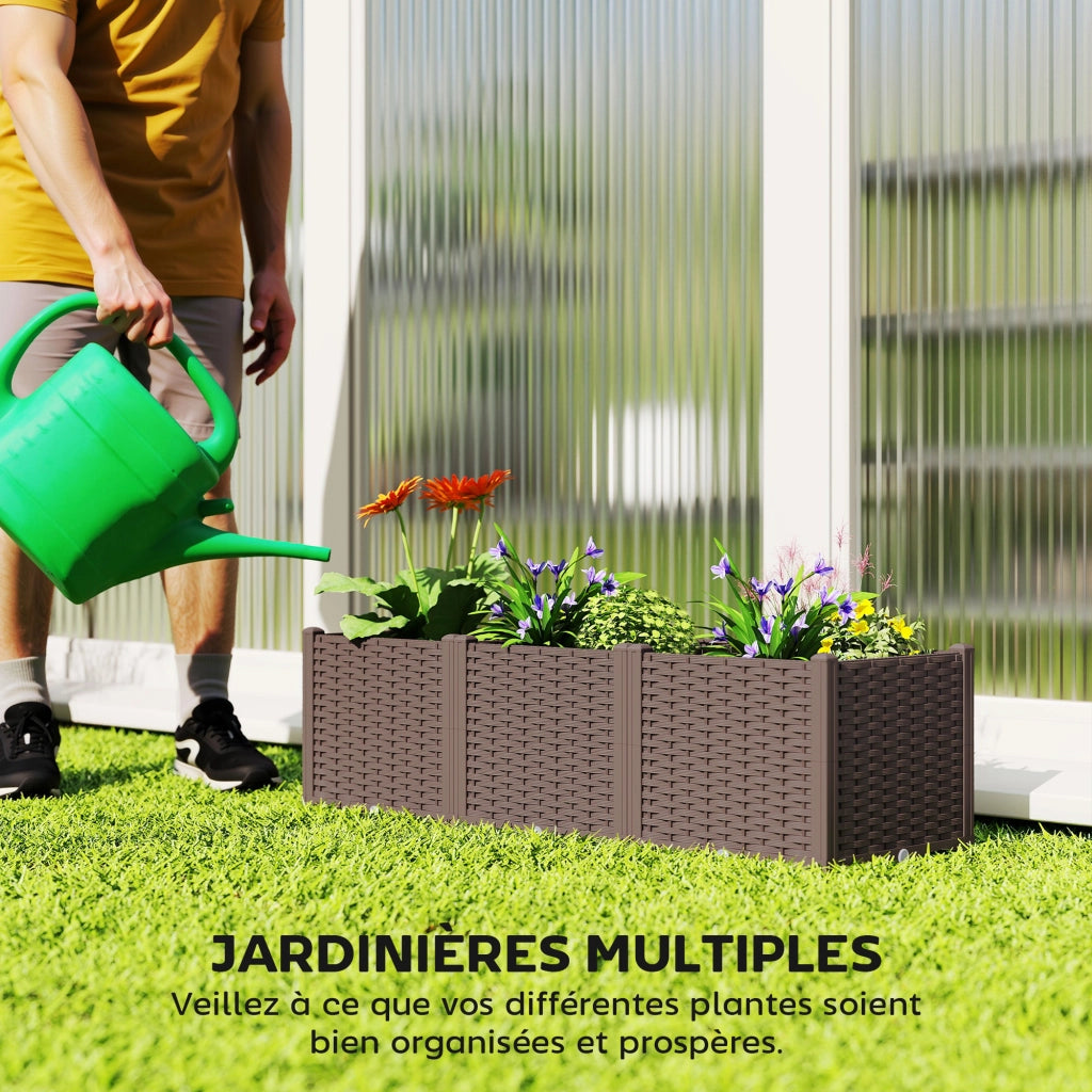 Letto da giardino ¨C zephmum ¨C 120x40x37, marrone, plastica, auto-irrigante