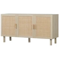 Buffet Mobile da Archiviazione Armadio 3 Ante con Ripiano Regolabile Stile Bohémien, 136 x 41 x 70 cm