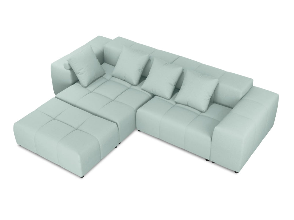 Cosmopolitan Design - Divano angolare modulare reversibile "Rome" 5 posti in tessuto strutturato menta 