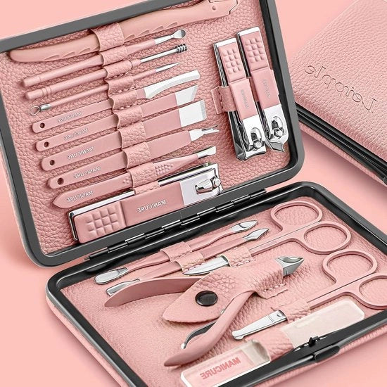 Kit di Pedicure Professionale - 18 pezzi di Strumenti per Cura delle Unghie - Kit di Pulizia con Scatola di Viaggio di Lusso Aggiornata (Rosso)