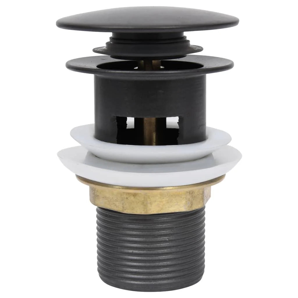 Piletta di scarico a pulsante con troppo pieno tappo di scarico scarico per lavandino scarico per lavandino del bagno 9,1 cm grigio 02_0003485