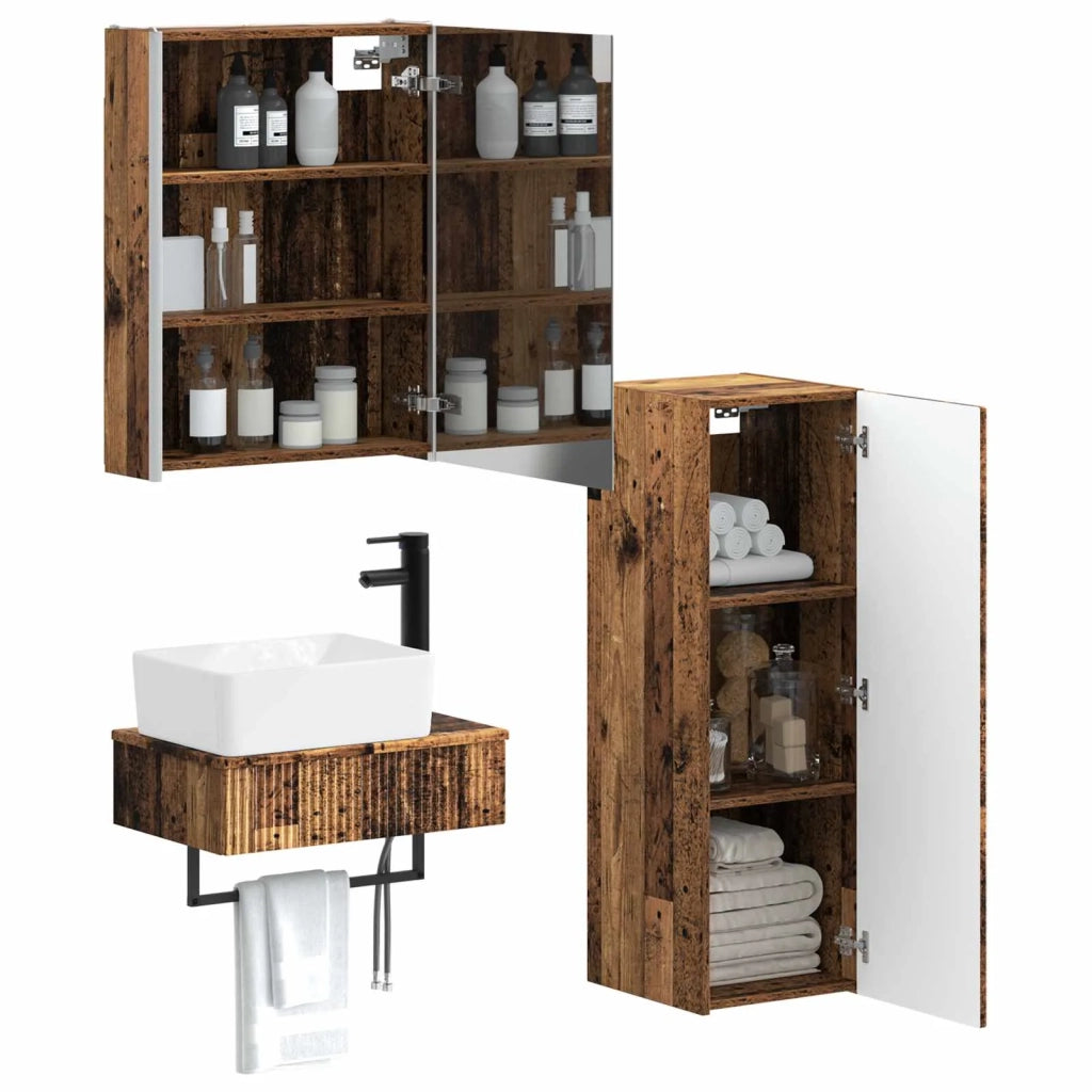 Set di mobili per il bagno 4 pcs Legno antico 3407405