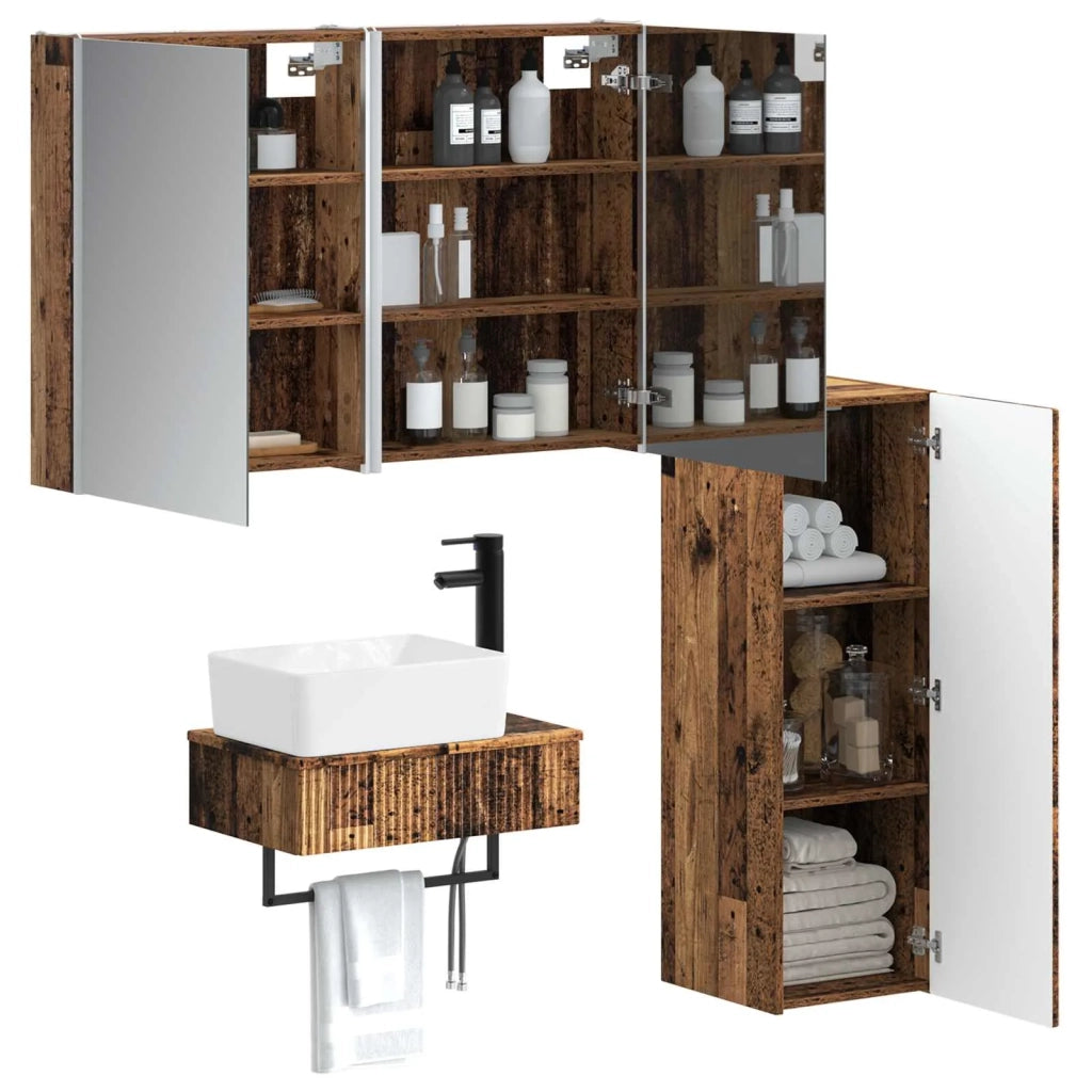Set di mobili per il bagno 4 pz Legno antico 3407405