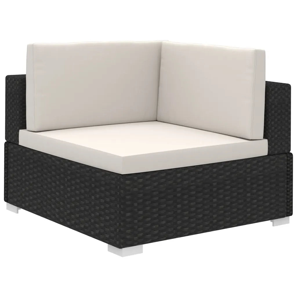 Set Divani da Giardino 6 pz con Cuscini in Polyrattan Nero cod mxl 43223