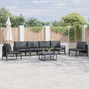 Set Divano da Giardino con cuscino 7 pcs Nero Acciaio 3378977