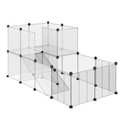 RECINTO PER ANIMALI MODULABILE CON PANNELLI 35X35 CM E ACCESSORI IN ACCIAIO E PP 140X70X70 CM NERO