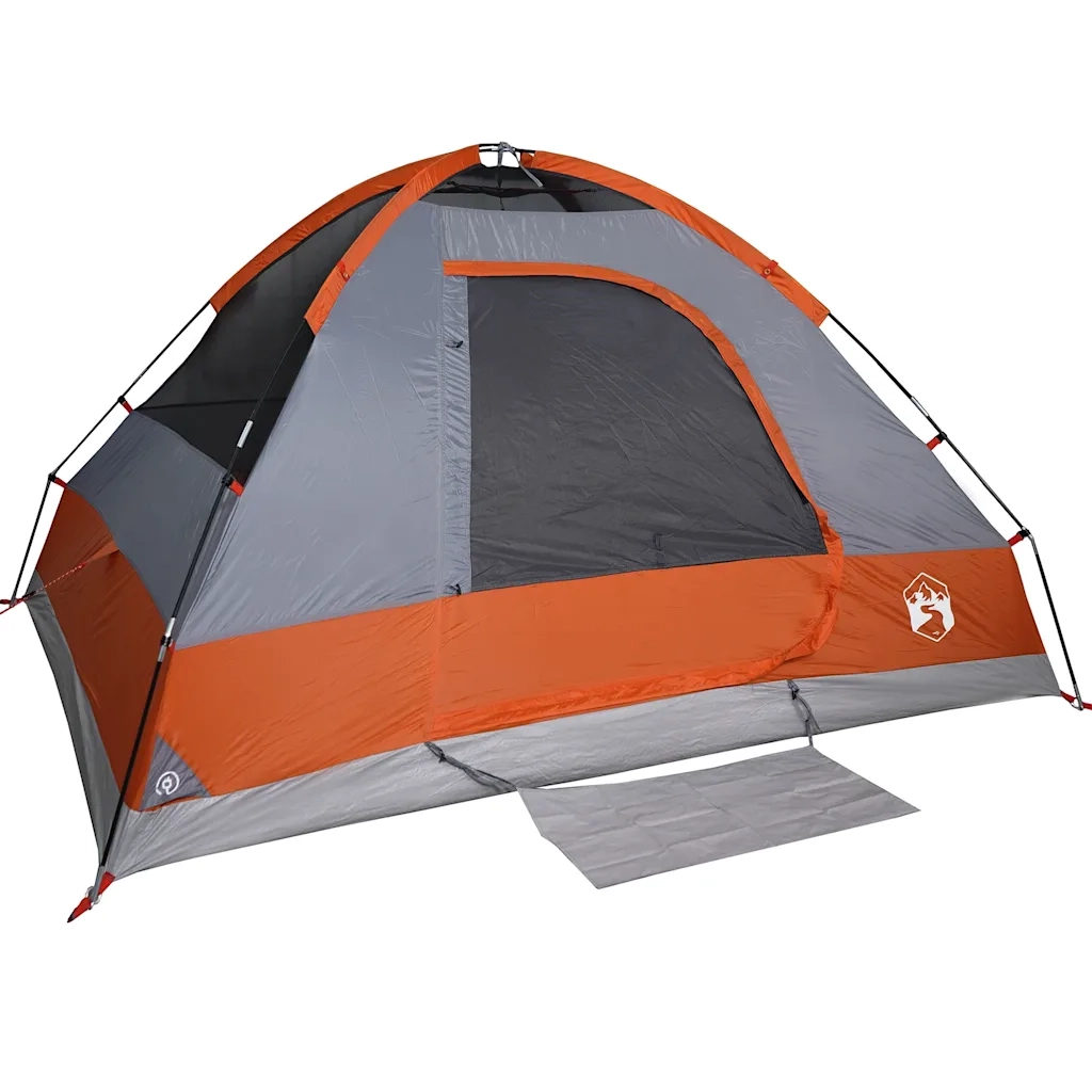 Tenda da Campeggio a Cupola 6 Persone-Tenda per Escursionismo Grigio e Arancione 583522