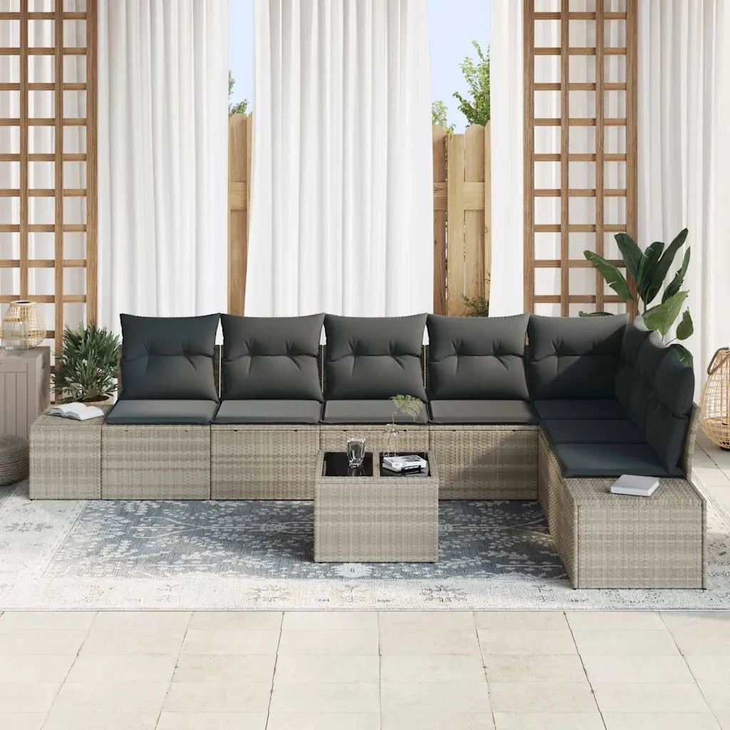 Set Divano da Giardino 9 pcs Grigio chiaro polyrattan 3359441