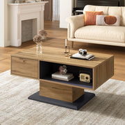 OKWISH Tavolino da Caffè Moderno con Vani su Due Lati e Scomparto Interno, per Soggiorno, Grigio Rovere, 100 x 50 x 46,5 cm