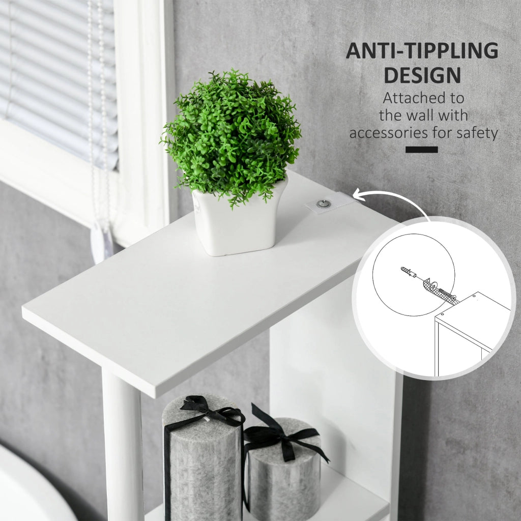 Mobile a Colonna 2 Ripiani 2 Armadietti 15,2x29,8x118 cm in MDF e Legno Truciolare Bianco e Legno