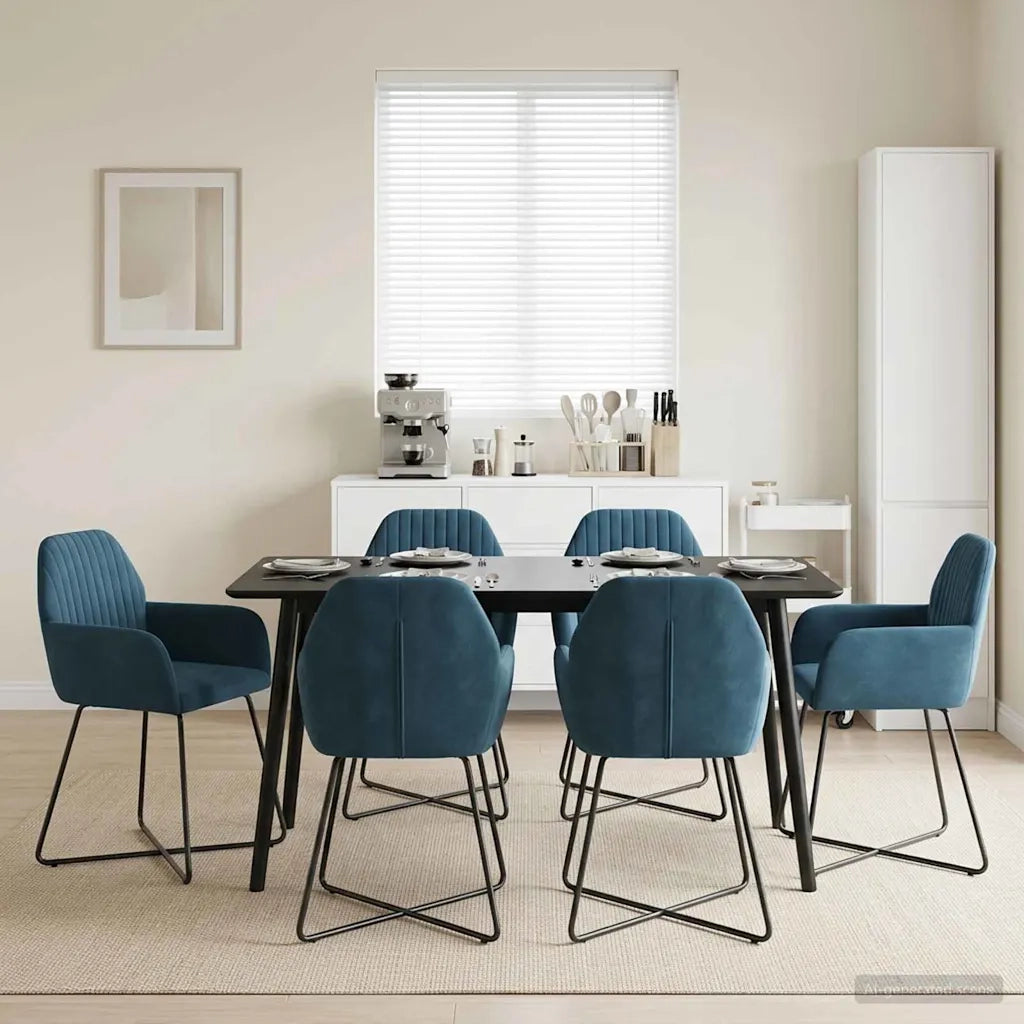 Sedie da pranzo 6 pcs Velluto (V) Blu 55 x 50 x 84 cm 3428390