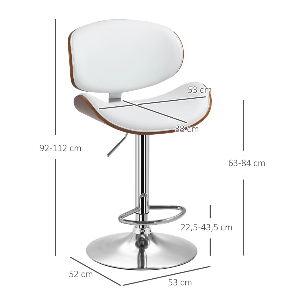 Sgabello da bar regolabile in altezza ¨C zephmum ¨C bianco 53x52x92-112 cm