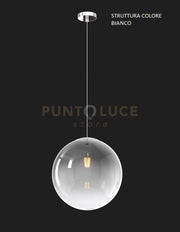 SOSPENSIONE BIANCO 1 LUCE VETRO GRANDE FUME' 1194BI-S30-FU