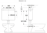 Cassetta WC a Zaino con 1 Pulsante 44,5x14x36 cm Forlani Pratika Bianca
