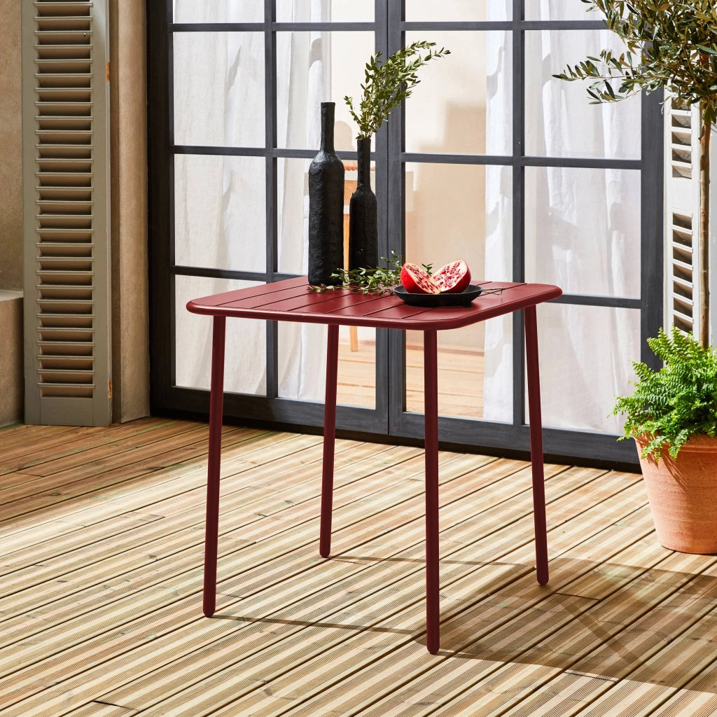 Tavolo da giardino in metallo 2 posti, 70cm, terra di siena