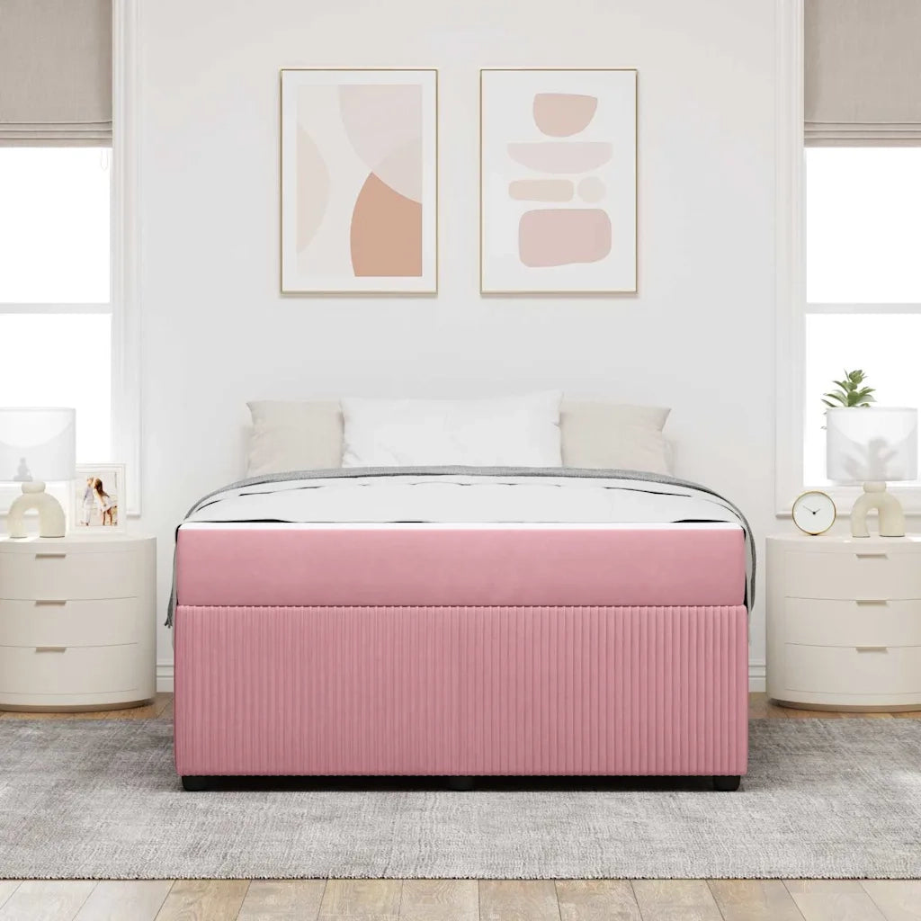 Struttura del letto con materasso Rosa 140 x 200 cm Tessuto