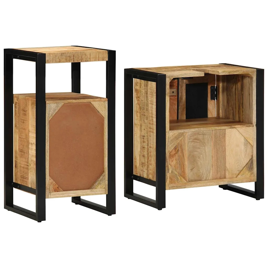 vidaXL Set di mobili per il bagno 2 pcs Legno di mango solido e grezzo