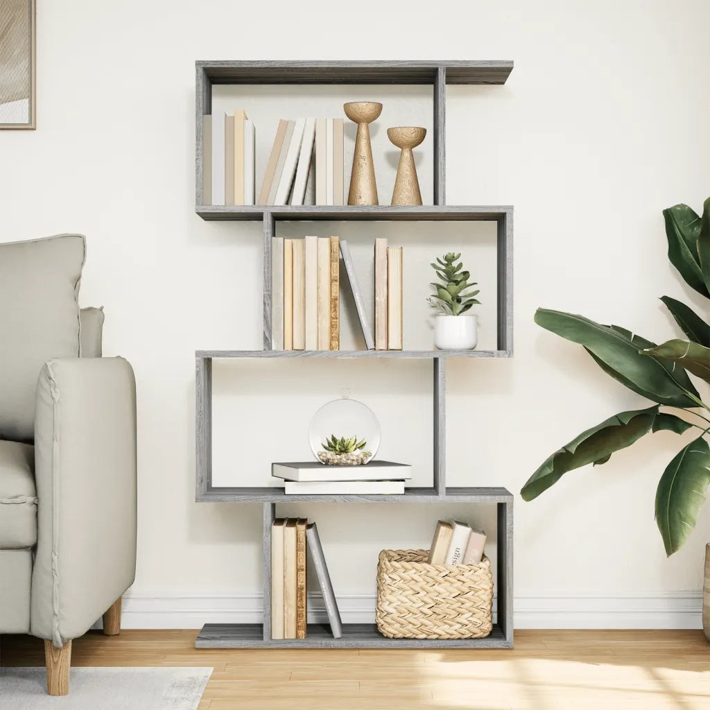 Libreria 4 Ripiani Grigio Sonoma 70x24x129 cm in Truciolato 858107