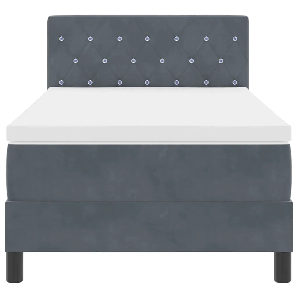 Letto a molle con materasso Grigio scuro 100 x 200 cm Velluto 3339087