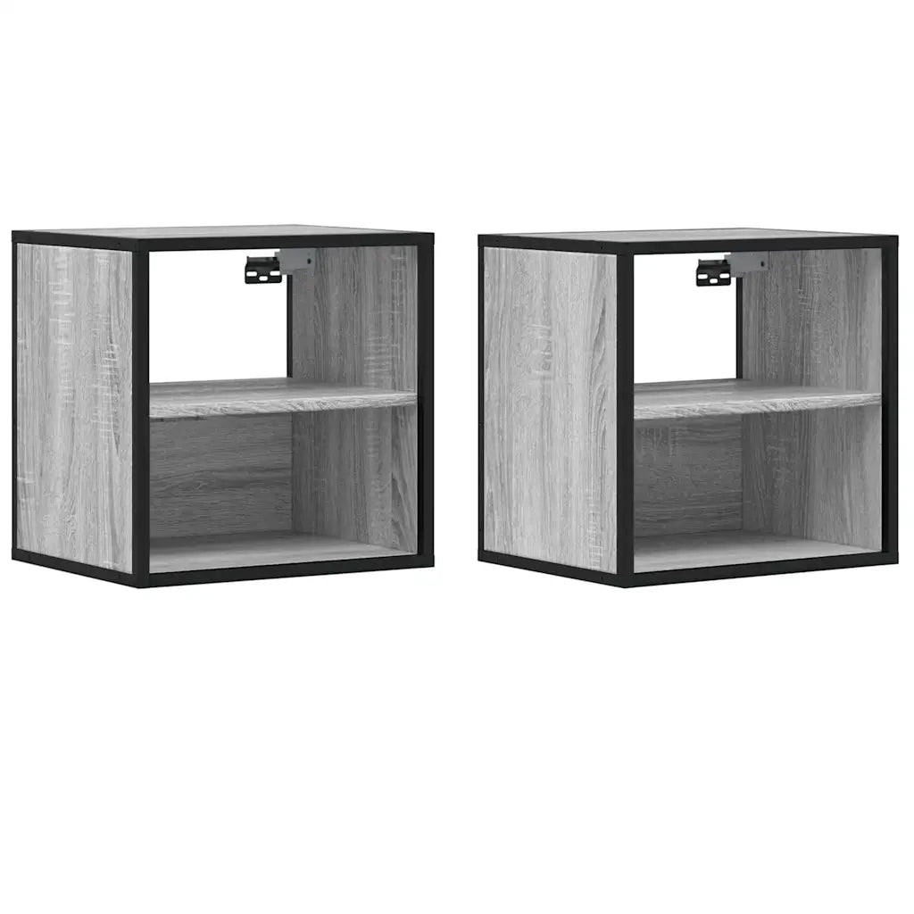 Comodini a Muro 2 pz-Set di 2 Tavolino da notte Grigio Sonoma 40x31x39,5 cm 351325