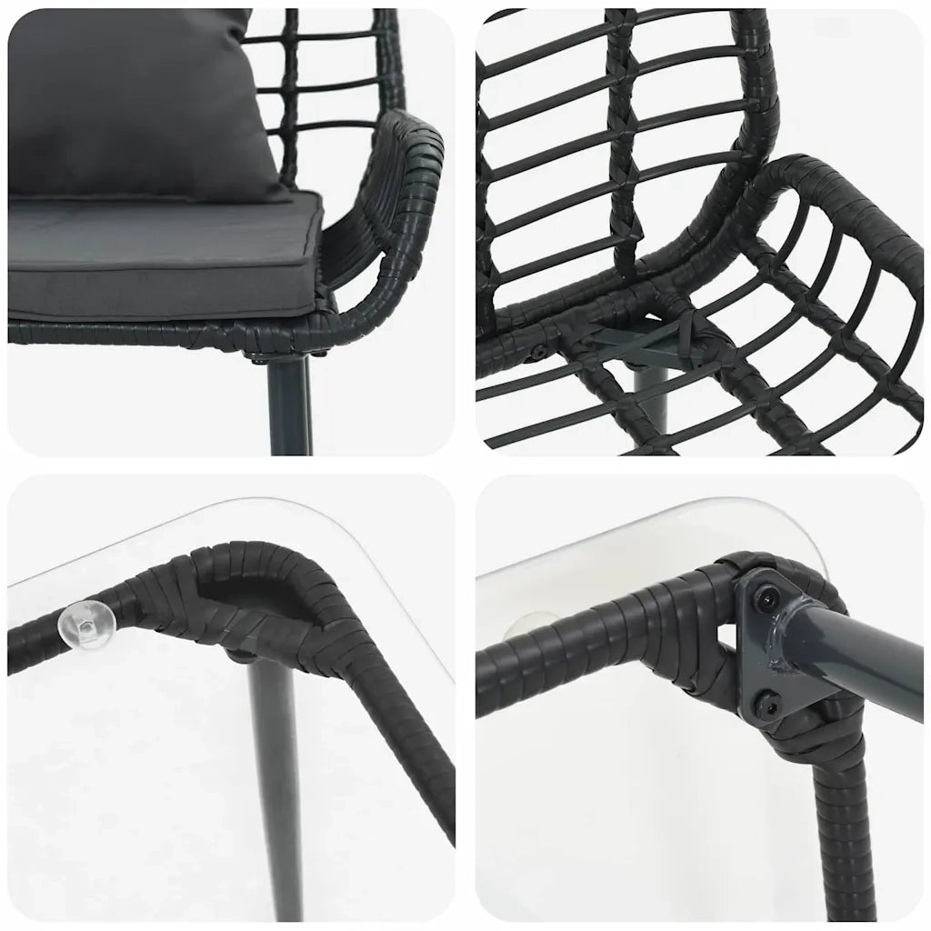 Set di Mobili da Giardino 4 pcs Nero e Crema polyrattan 3379042