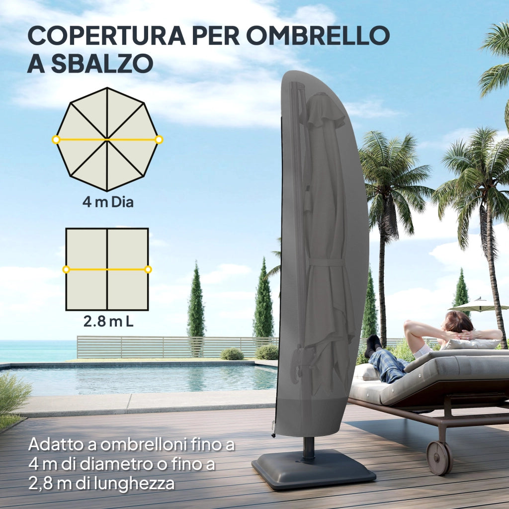 Copertura per Ombrellone 3x3 m Impermeabile Custodia per Ombrellone a Sbalzo con Cerniera e Laccio in Tessuto Oxford