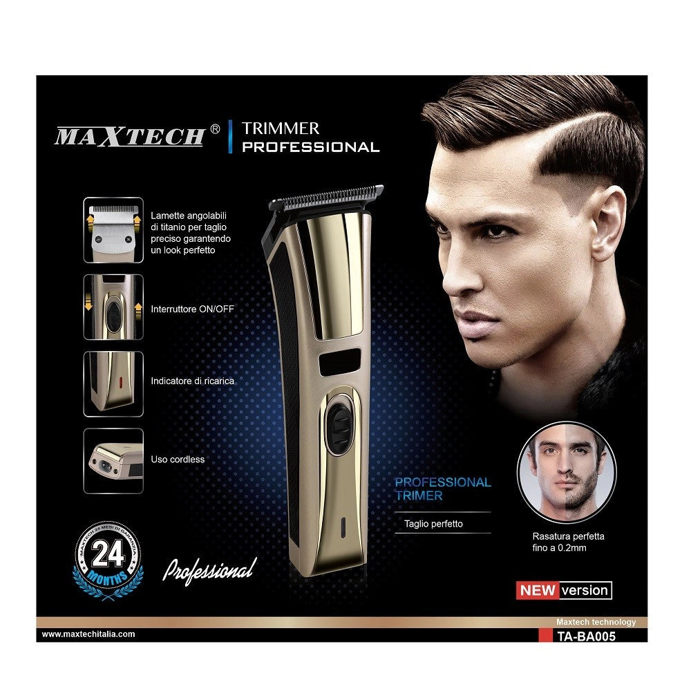 Trade Shop - Tagliabarba Rasoio Fino A 0,2mm Trimmer Professionale Maxtech Uomo New Version Ta-ba005 -