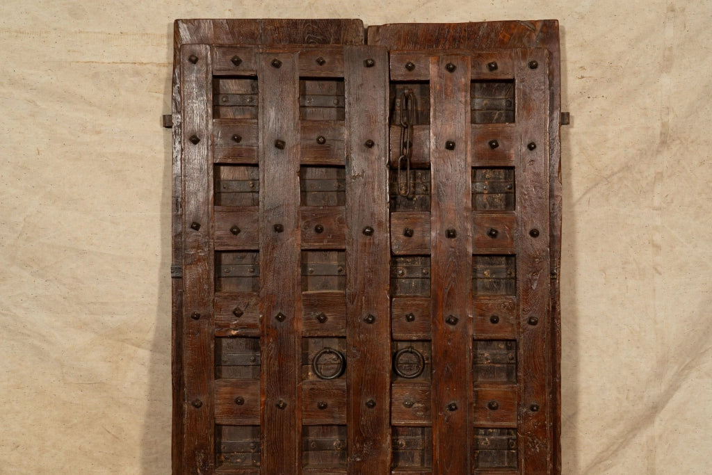 Biscottini Porta portone in legno massello e ferro da interno o da esterno vecchia e antica medievale scorrevole