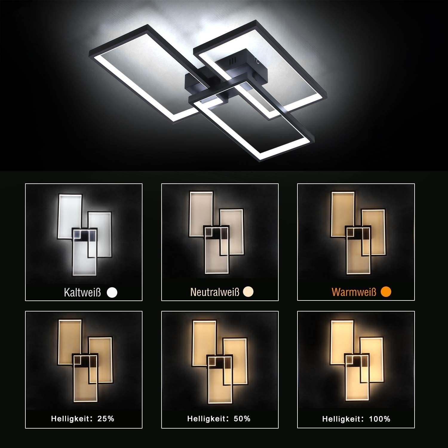 ZMH Lampada da soffitto plafoniera LED metallo design moderno