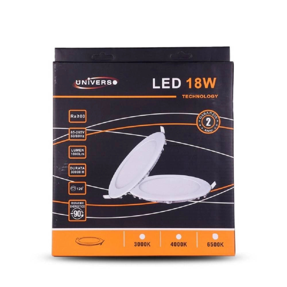 Trade Shop - Pannello Led Slim 18 W Incasso Rotondo In Pvc Luce Caldo Freddo Naturale P205a-t -