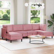 Set di mobili per il soggiorno con cuscino 6 pcs Rosa Velluto