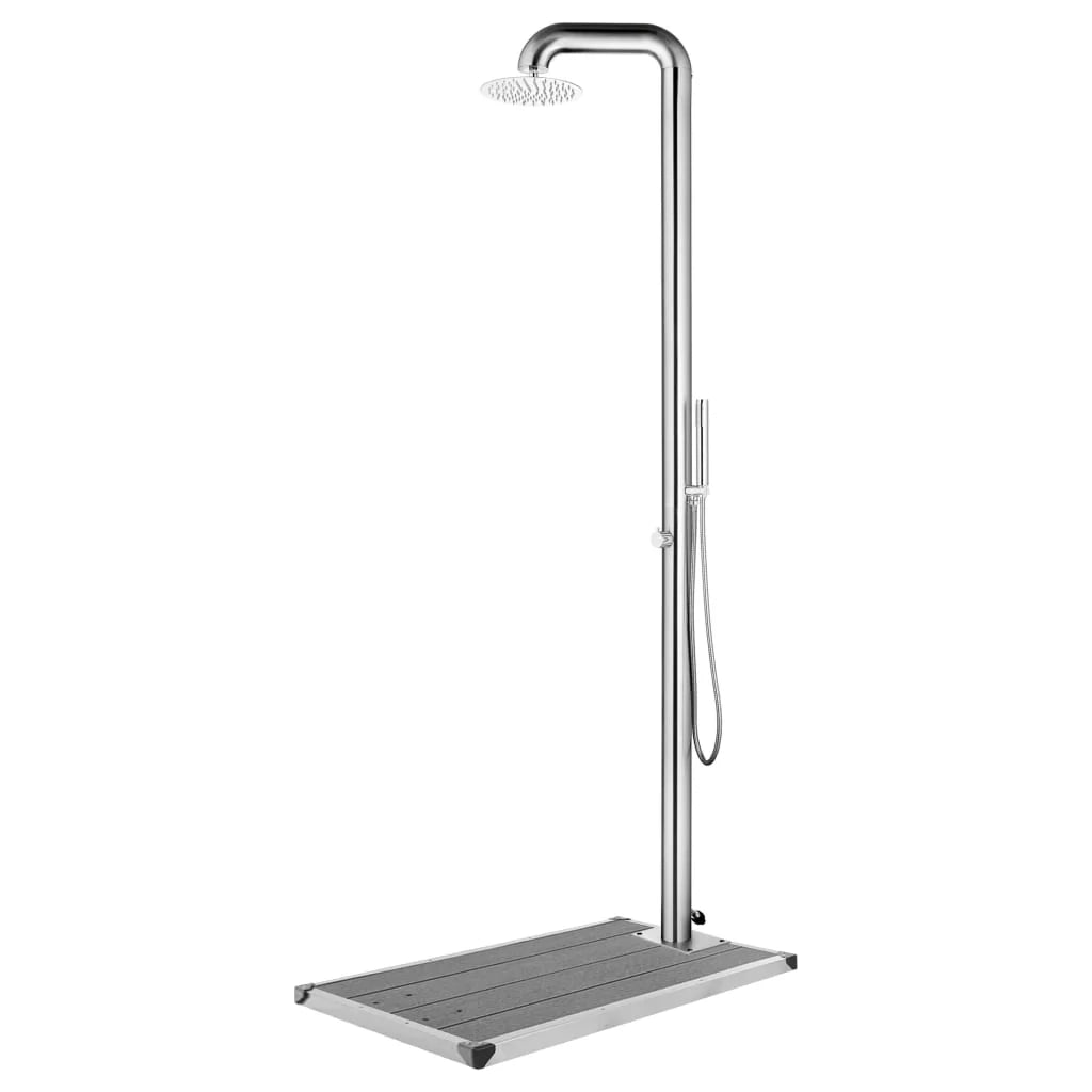 Doccia da giardino con base 230 cm inox grigio 02_0042055