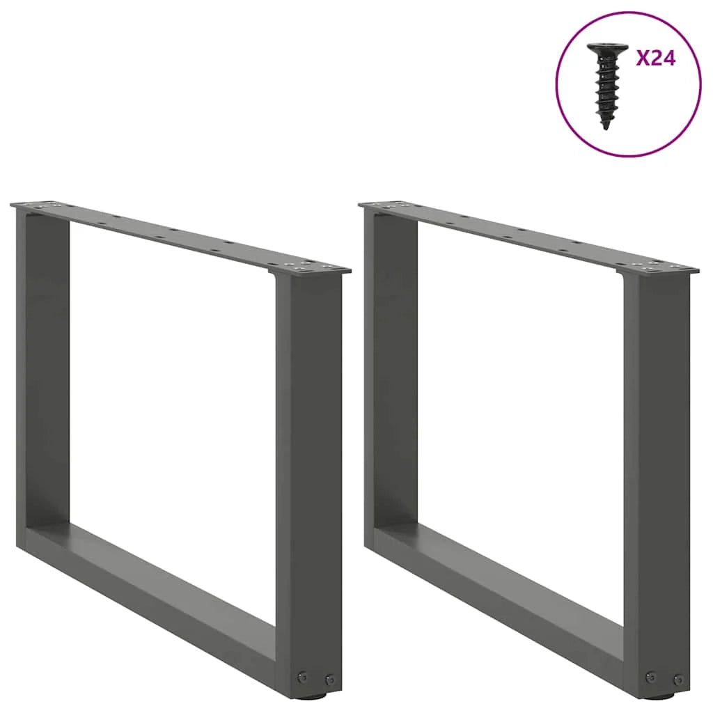 Set di 2 gambe regolabili per tavolino da caffè a forma di U 60 x 43 cm design moderno stabili acciaio antracite 02_0057402