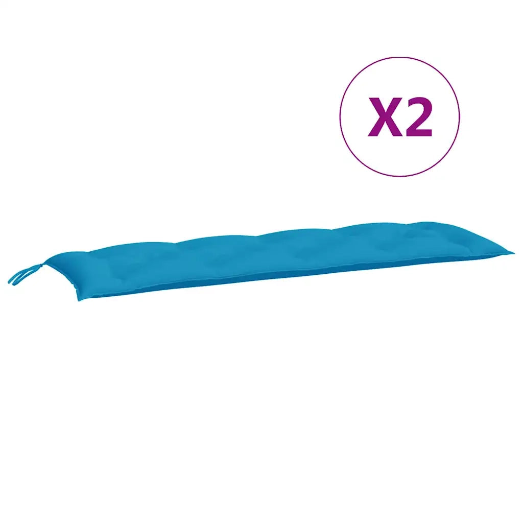 Cuscini per Panca 2 pz-Set di 2 Cuscini per panchina Azzurri 150x50x7 cm in Tessuto Oxford