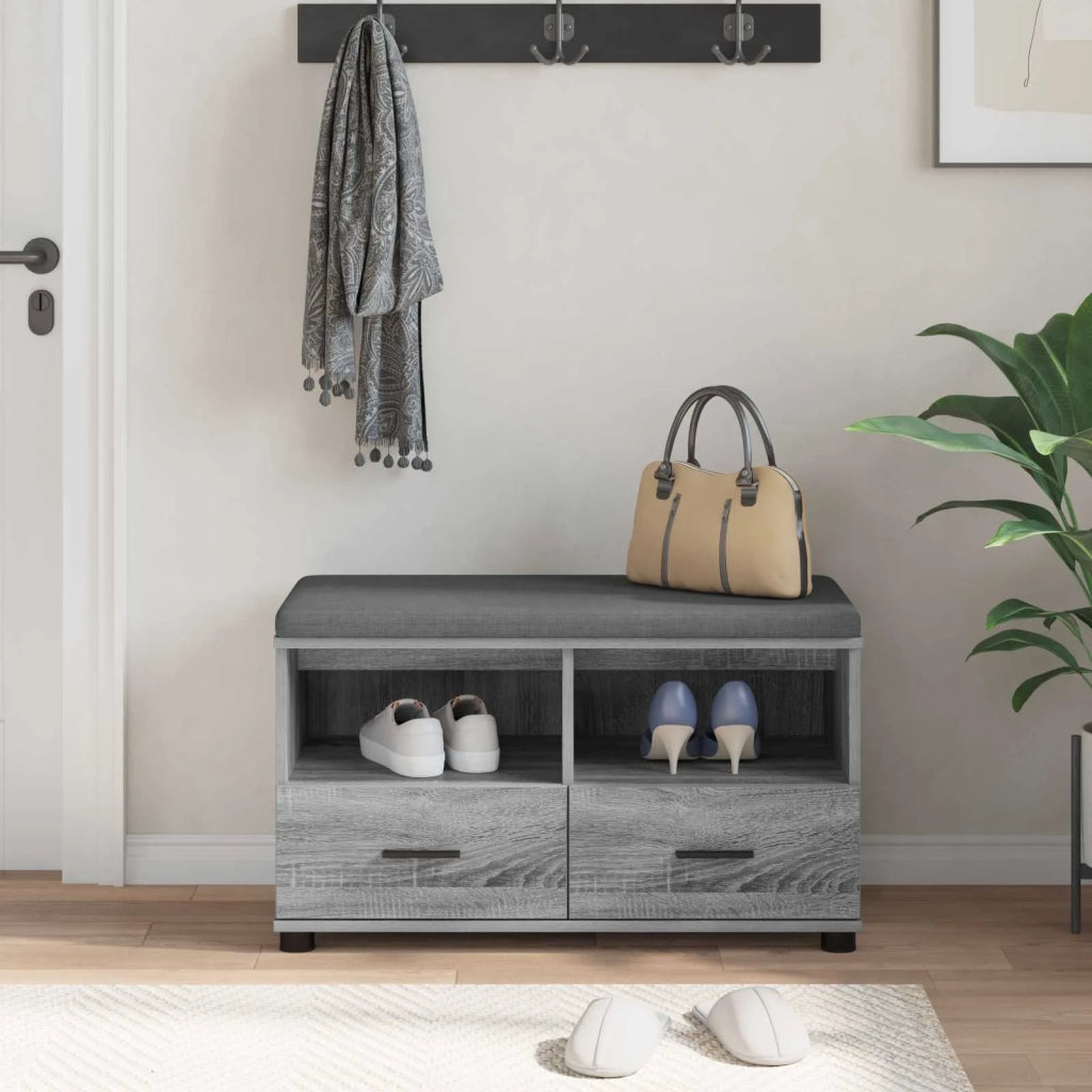Panca per ingresso con cuscino Sonoma grigia 80 x 38 x 46 cm