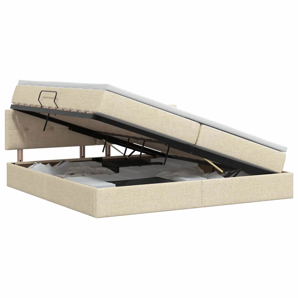 Letto con contenitore e materasso Crema 200 x 200 cm Velluto 3458647