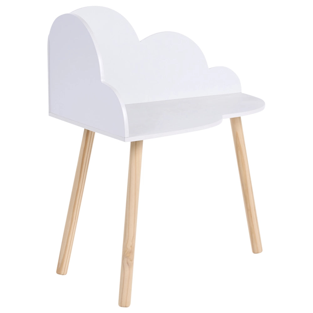 Set angolare per bambini a 1 posto con tavolo e sedia in MDF bianco con motivo a nuvole in legno di pino Elegante camera per bambini Nursery