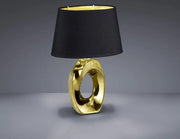 Lampada da tavolo elegante con piede in ceramica e cappa in tessuto nero - Lampada da notte