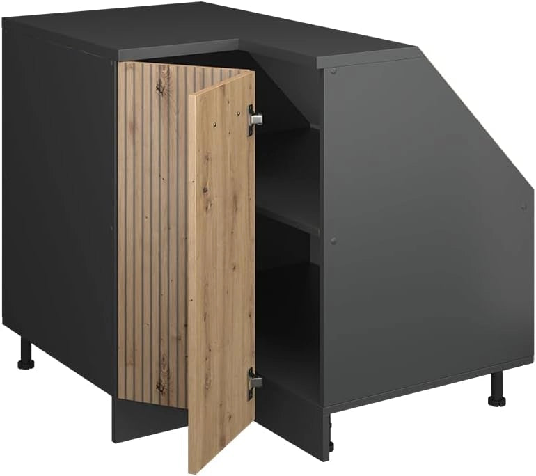 Mobile sottotetto Mobile angolare Rion, Rovere artigianale, 75.6 x 81.6 cm con 1 porta, carcassa dell’armadio profondità 60 cm, adatto per il salvaspazio sotto tetti spioventi