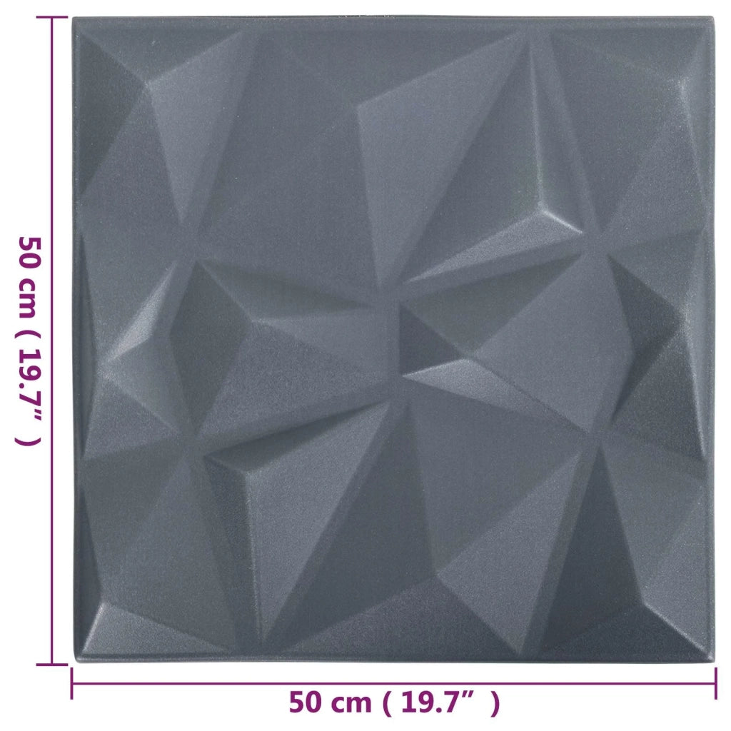 Pannelli da parete 12 pcs Grigio Diamante 50 x 50 cm