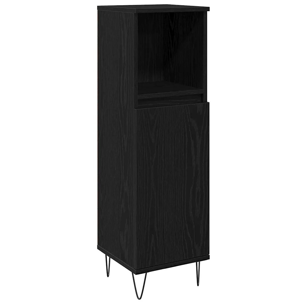 Set di mobili per il bagno 3 pcs Rovere Nero 30 x 30 x 190 cm 3333097