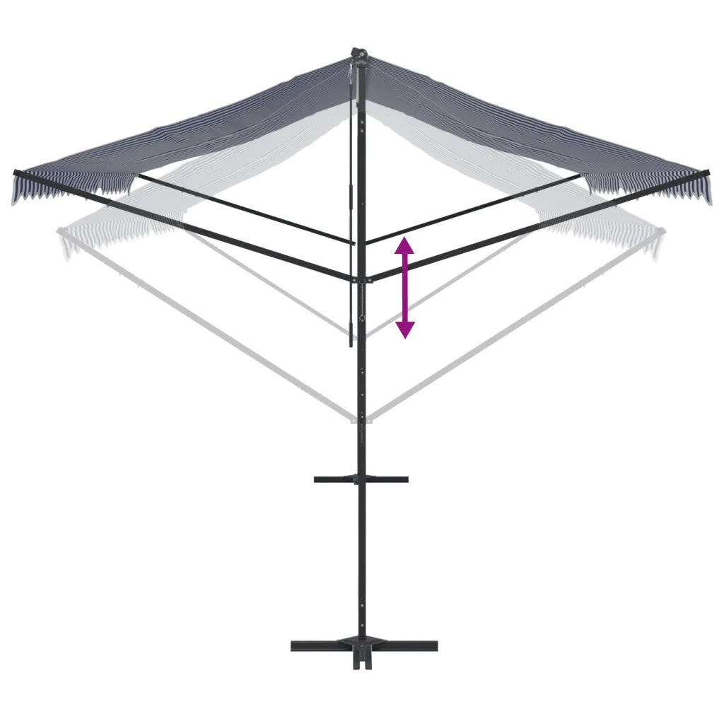 Tenda da Sole Blu e Bianca 500x300 cm in Tessuto e Acciaio 368933